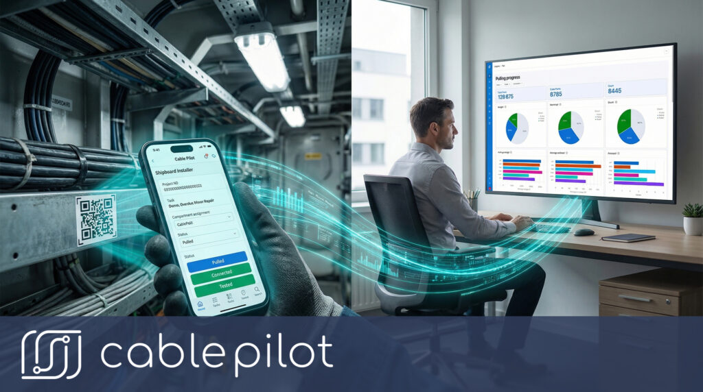 Additional Cable Pilot analytics view showing the financial impact of manual electrical installation tracking versus digital automation