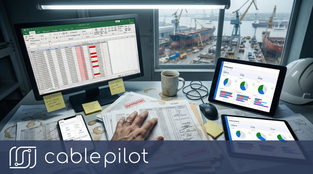 Distributed shipbuilding engineering team collaborating in Cable Pilot to cut international coordination costs