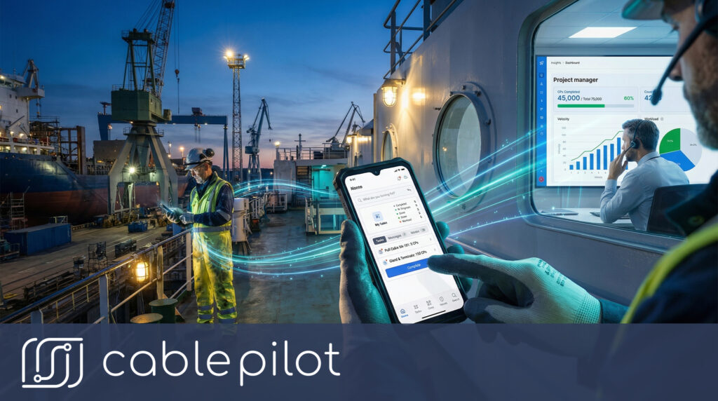 Digital twin cable routing visualization used to calculate weighted Cable Points for each installation task
