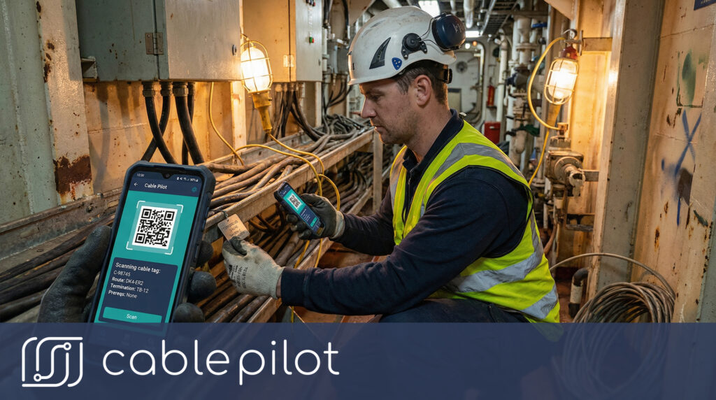 Cable Pilot shipbuilding software digital twin coordination system preventing cable routing conflicts and reducing rework in vessel electrical projects