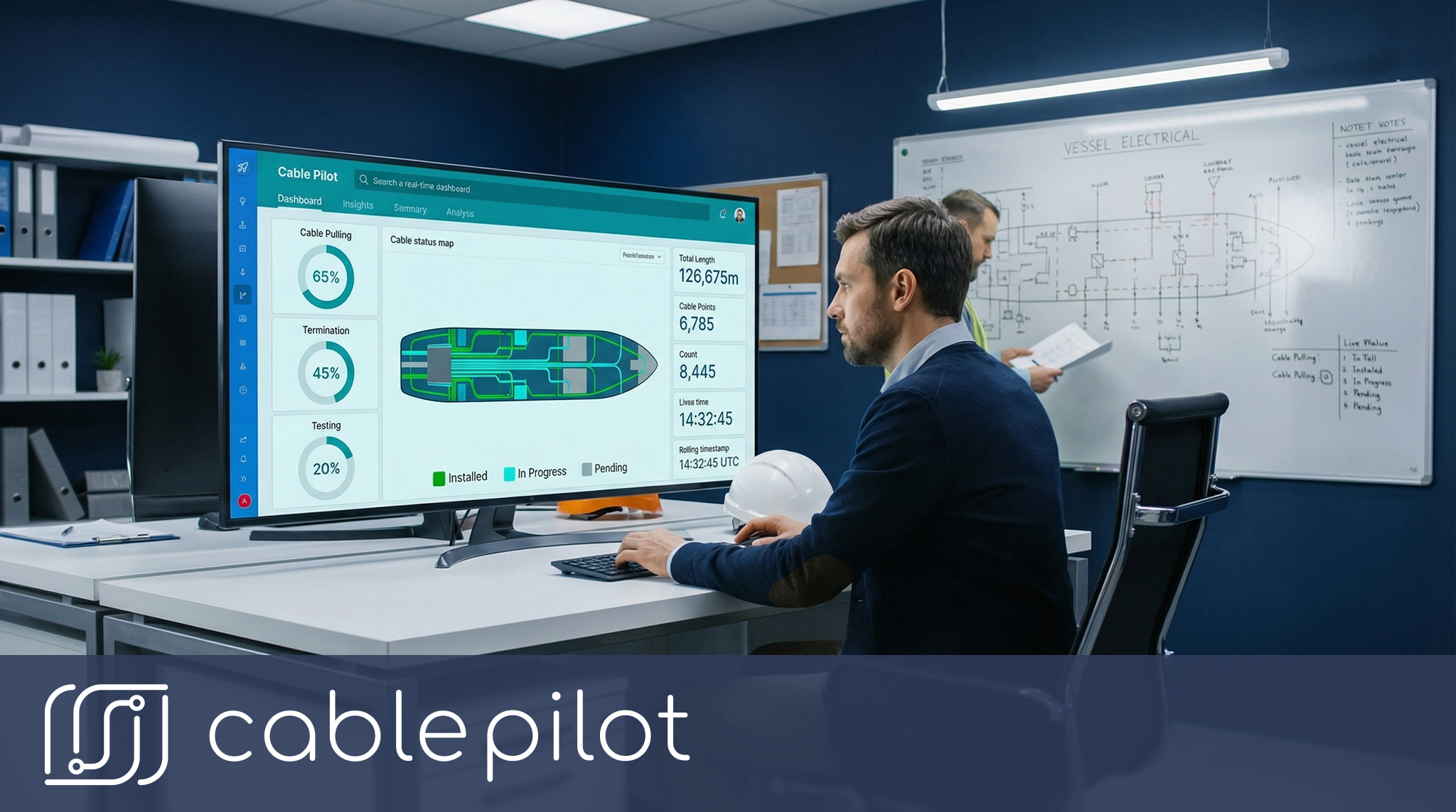 Shipyard productivity increase chart after implementing Cable Pilot real-time reporting workflow