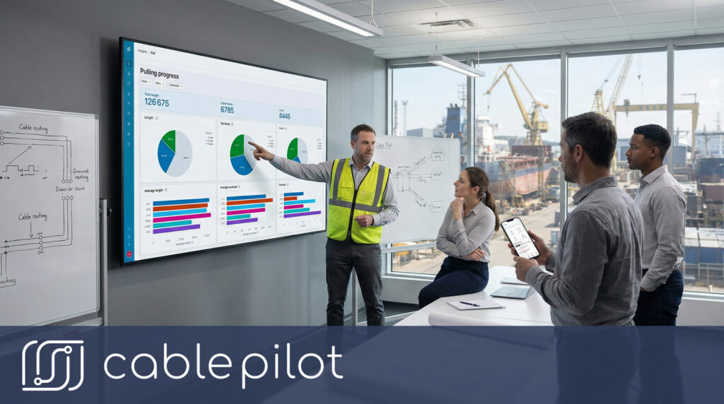 Shipyard project team facilitating contractor collaboration through a unified dashboard providing real-time coordination and a single source of truth.