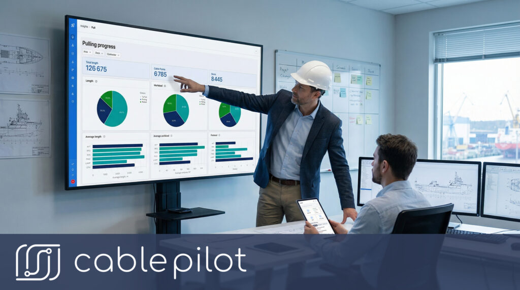 Project managers using real-time reporting dashboards for data quality improvement and monitoring labor cost savings across complex electrical installation projects.